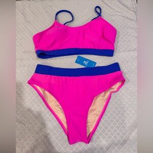 Cupshe Fuchsia and Royal Blue Bikini Set